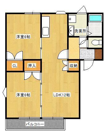 上津コーポC棟の間取り