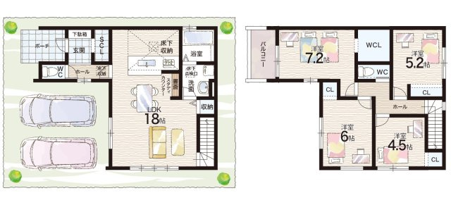 神戸市垂水区清水が丘　第1期　新築一戸建ての間取り|5号地
