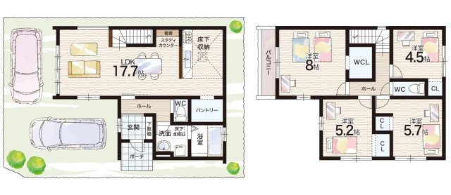 神戸市垂水区清水が丘　第1期　新築一戸建ての間取り|6号地