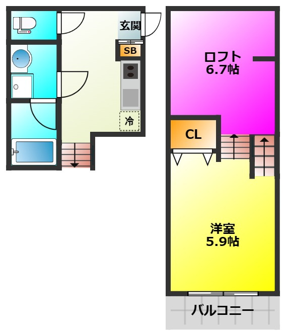 福岡市南区大楠１丁目のアパートの間取り