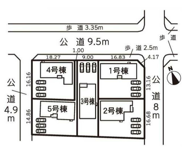 遠州浜2丁目　全5棟の区画図|3号棟の区画図になります。