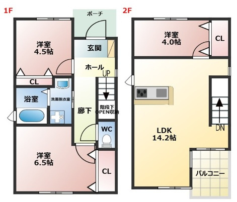 仮）知多市平野コダテックスⅠ（１３街区２）Ｂ棟の間取り