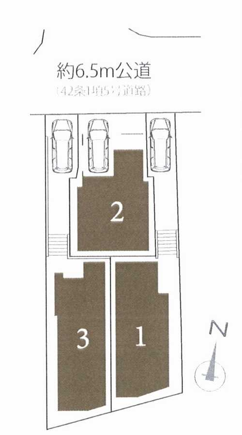 横浜市戸塚区戸塚町　新築戸建全3棟　3号棟の区画図
