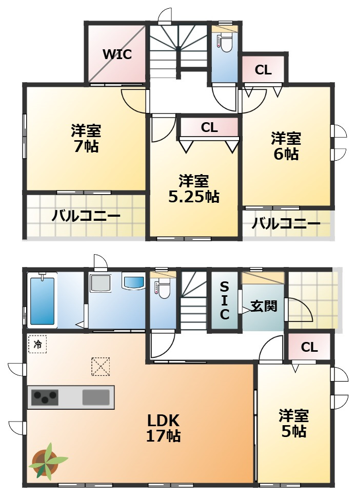 ハートフルタウン宇都宮市雀の宮1丁目277番の間取り|南向きで陽当たりの良い間取りです