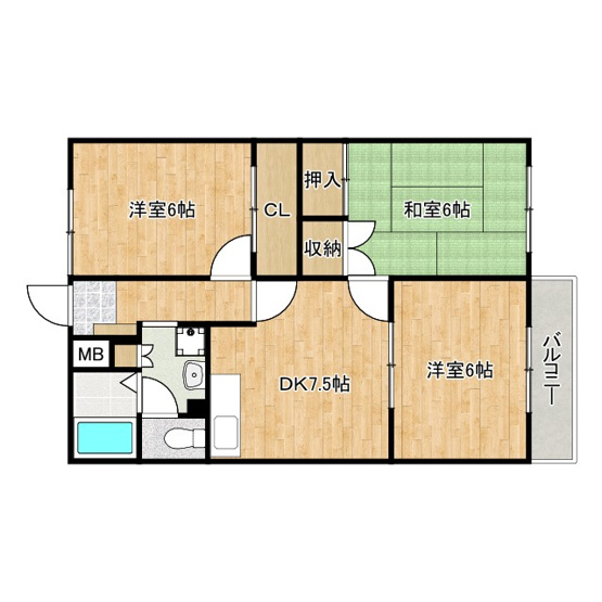 【間取り】 | フィルコート東羽倉崎C棟