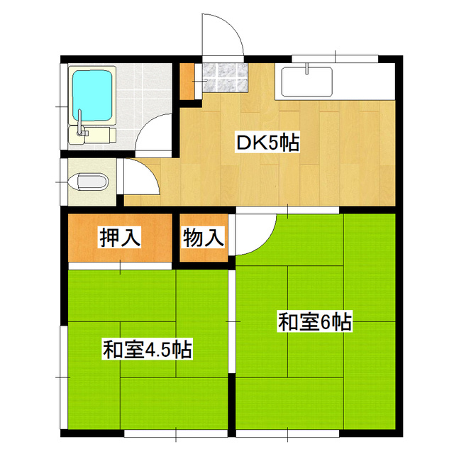 大内荘の間取り|１フロア２世帯、全戸角部屋です。