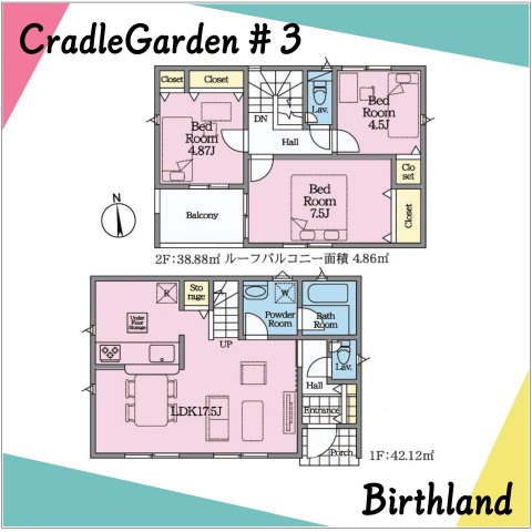 新築戸建・新築建売　郡山市西ノ内第1 1期　桃見台小・第五中の間取り|【3号棟】3LDK　ご家族とのコミュニケーションが増えるリビング階段！