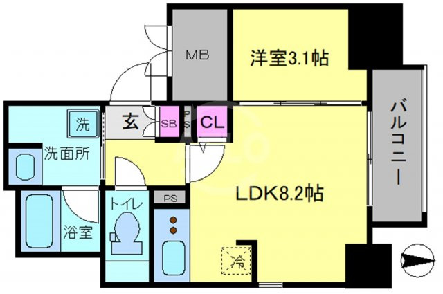 シーズンフラッツ靭本町の間取り|シーズンフラッツ靭本町　開放感のある間取り