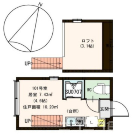 世田谷区上北沢４丁目のアパートの間取り
