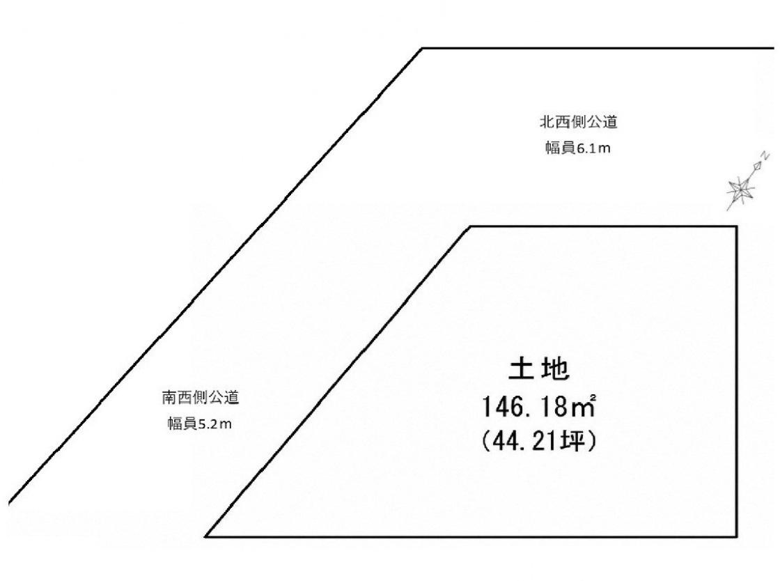 敷地面積44.21坪　売地　川越市牛子