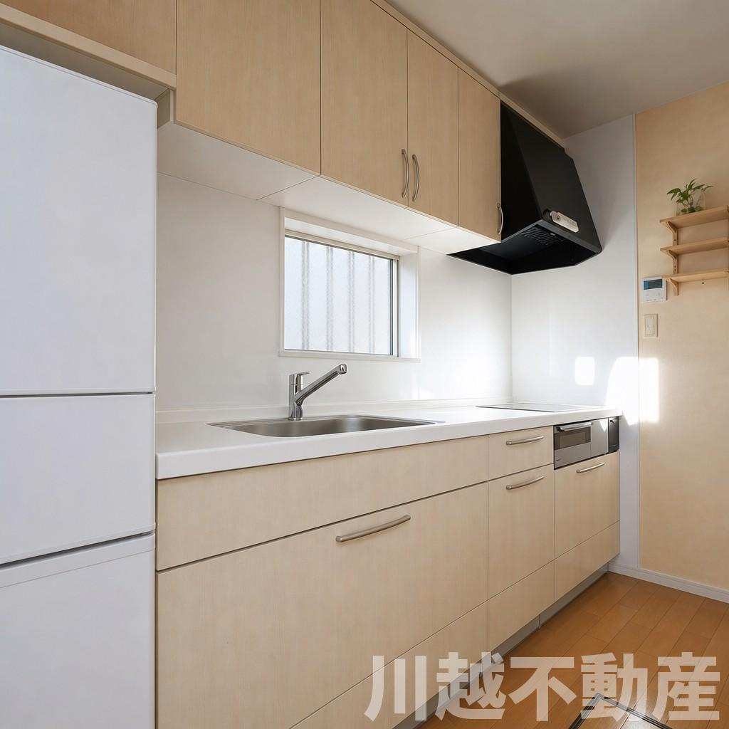 日当たり眺望良好！穏やかな生活を愉しむ住まいのキッチン|使い勝手の良いオープンキッチン（調理器具等消去の為加工しています）