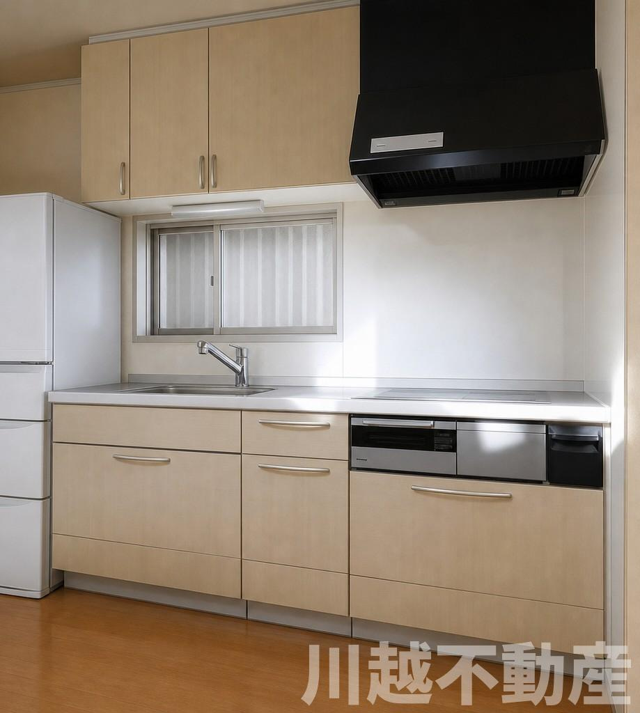日当たり眺望良好！穏やかな生活を愉しむ住まいのキッチン|キッチンコンロにはIHを採用（調理器具等消去の為加工しています）