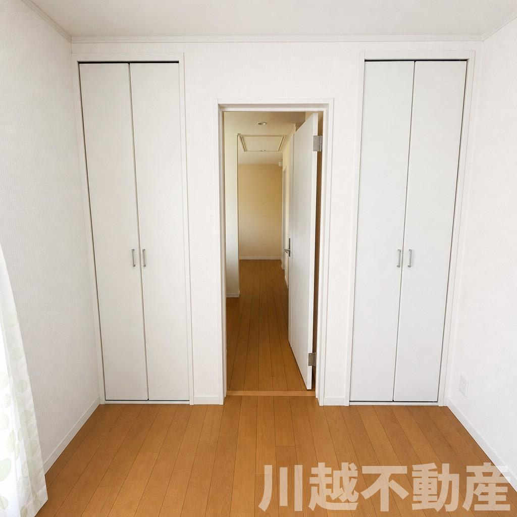 日当たり眺望良好！穏やかな生活を愉しむ住まいの洋室|2階の東側の洋室より廊下を望む（ベッド、机等の家具類、小物類消去の為加工しています）