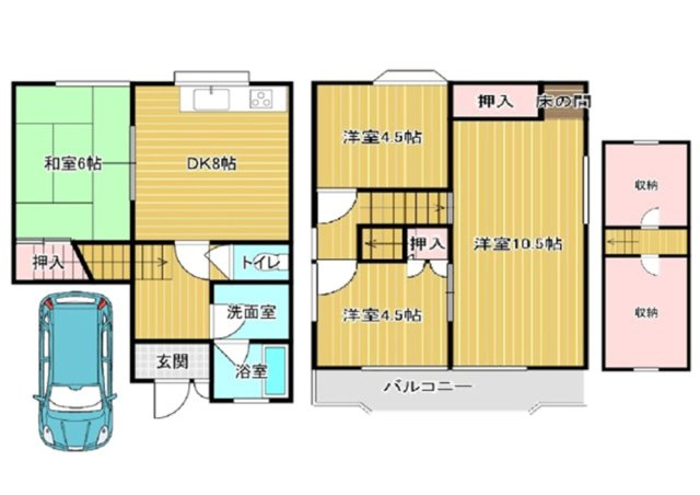 大庄北1丁目の間取り|DKに和室が隣接、多用途に活用可能