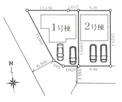 横浜市戸塚区上柏尾町　新築戸建全2棟　1号棟の区画図