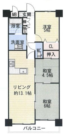 コスモ岩出の間取り