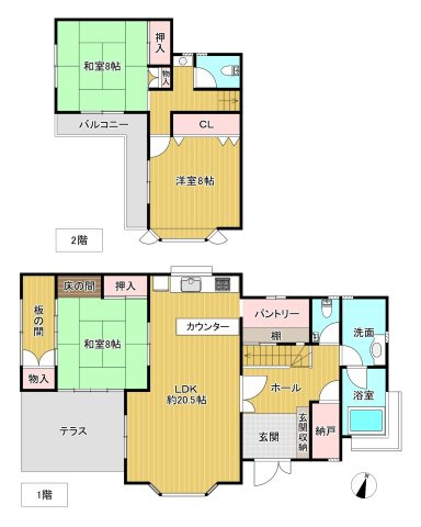 自然が多く閑静な別荘地　エンゼルフォレスト伊豆熱川の温泉付3SLDKの間取り|各室収納付きの3LDK