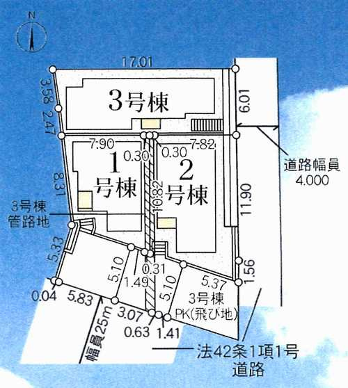 横浜市戸塚区下倉田町　新築戸建全3棟　3号棟の区画図