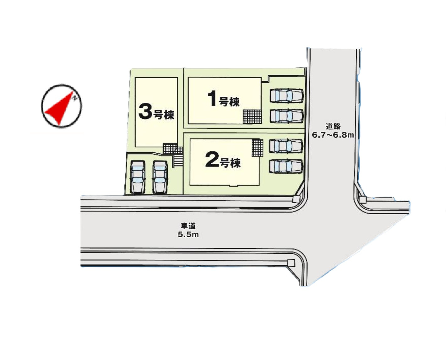 福岡市東区舞松原2丁目第2-3棟（3号棟）　の区画図|配置図（3号棟）