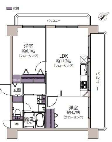 シティマンション薬院Ⅱの間取り|家族構成やライフスタイルに合わせやすい、魅力的な間取り。