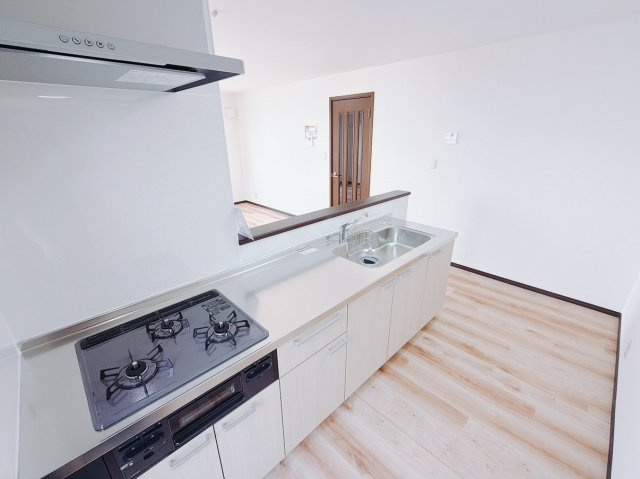 【中古戸建】前橋市鳥取町のキッチン|■キッチン｜作業がはかどる広々カウンタースペース。会話がはずむ「オープンキッチン」なので家族とのコミュニケーションも活発になります。