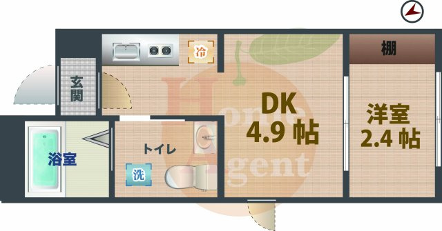 【間取り】 | 西荻窪レジデンス | 1DKのお部屋です。