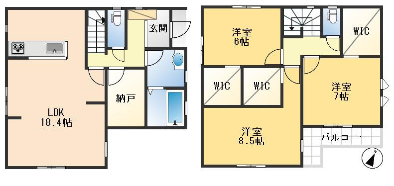 豊中市大島町1丁目　新築戸建の間取り