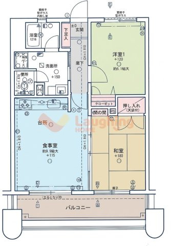 久留米市小頭町の賃貸マンションの間取り