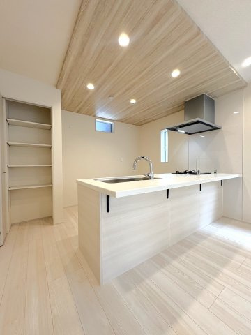吉川市　吉川2丁目　新築戸建　全1棟のキッチン|収納豊富でキッチンがスッキリ