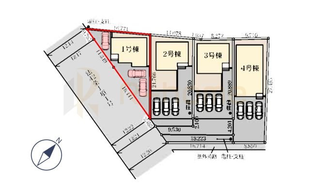 下妻市下妻丙　新築戸建て　1号棟の区画図|大きなお買い物だからこそ、メリット・デメリットを伝えさせて頂きます。
R-homeにお任せください♪