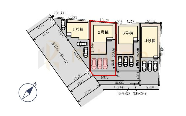 下妻市下妻丙　新築戸建て　2号棟の区画図|大きなお買い物だからこそ、メリット・デメリットを伝えさせて頂きます。
R-homeにお任せください♪