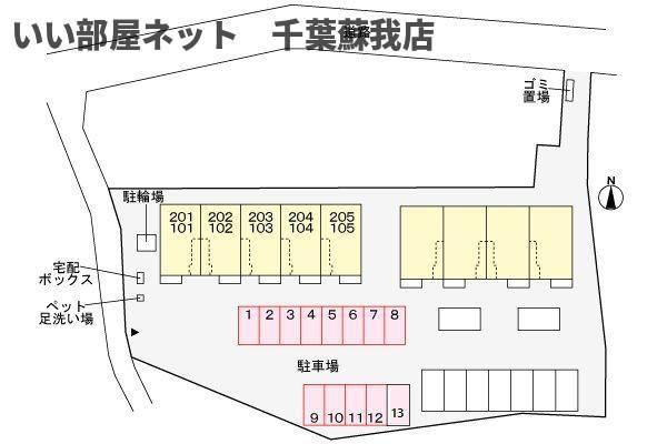 カーサフロイデの区画図|駐車場があるので、車を買う予定の方も安心です