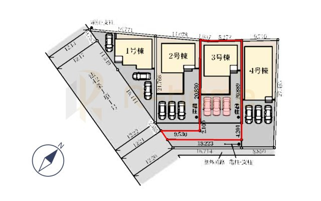 下妻市下妻丙　新築戸建て　3号棟の区画図|大きなお買い物だからこそ、メリット・デメリットを伝えさせて頂きます。
R-homeにお任せください♪