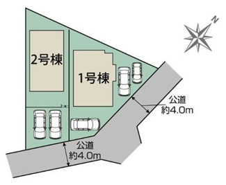 【区画図】 | 平塚市公所 2号棟 | ２号棟　南東側4m道路　カースペース２台（車種による）