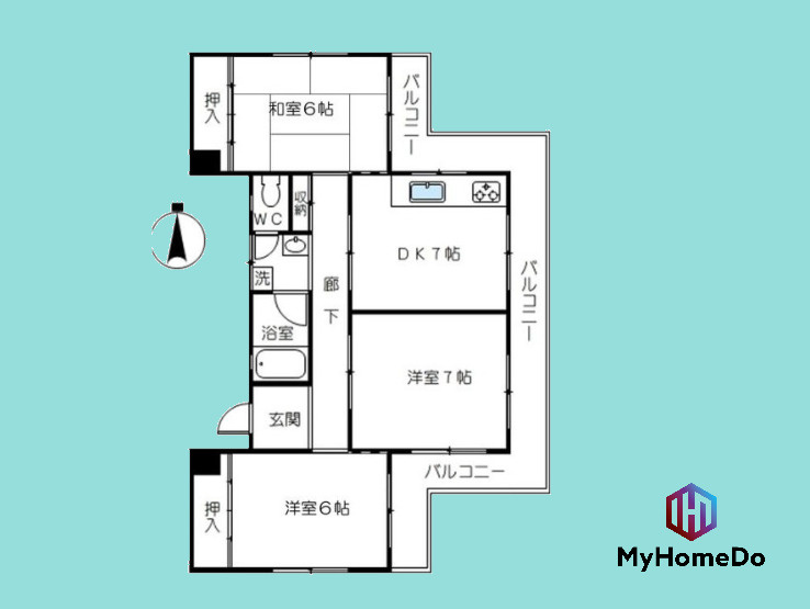 永森マンションの間取り|全室、二面採光なので日当たり良好！