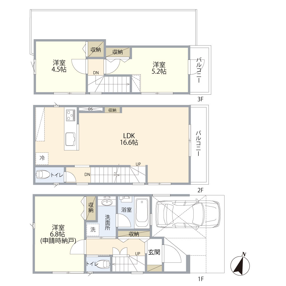 葛飾区亀有２丁目の建築条件付き売地の参考プラン|建物価格２３００万円