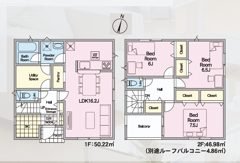 Cradlegarden　 茨城町前田　第6　3の間取り|　
☆全室ゆったり6帖以上。全居室の他、SIC、パントリーなど大容量の収納スペース付き。LDK2WAY出入り口の回遊性のある間取りで生活動線がコンパクトです♪