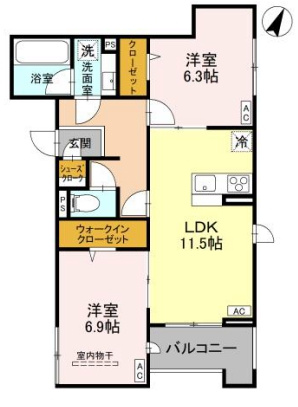 【間取り】 | ラ・グリシーヌ・レーブ（D-room）