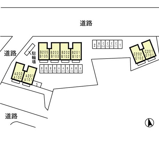グリーンヴィレッジあいB棟の区画図