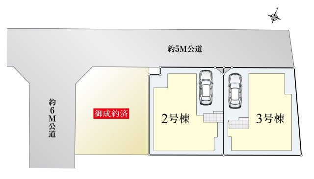 練馬区東大泉6丁目 全3棟 2号棟|5ｍ公道×6ｍ公道に面する全3棟新築戸建て
間口の広い整形地です