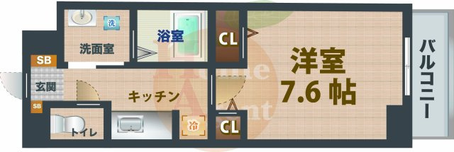 【間取り】 | フィオーレIOGI | 1Kのお部屋です。
