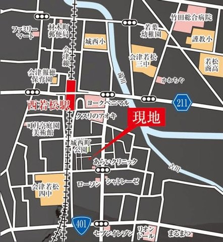 新築戸建・新築建売　会津若松市城西町4期　城西小・第四中の地図
