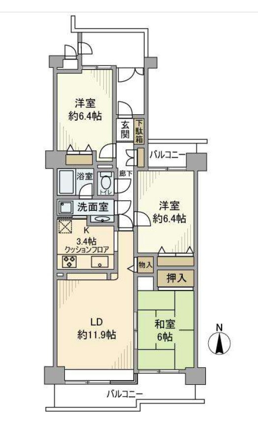 インペリアル東久留米Ｂ棟の間取り