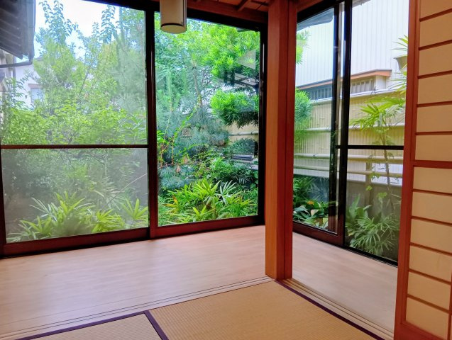 売中古戸建　静岡市清水区青葉町　の庭|８畳間からこだわりの中庭を望めます。