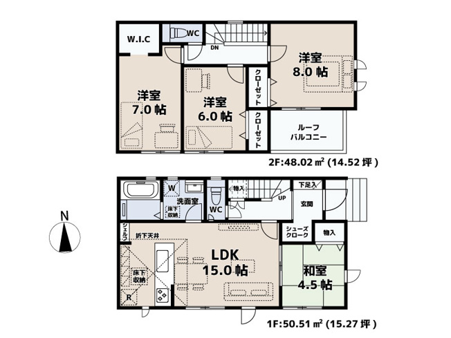 【間取り】 | 練馬区土支田3丁目新築一戸建住宅　全1棟（成増店） | 豊富な収納を備えた4LDK新築一戸建住宅！
安心の長期優良住宅です♪