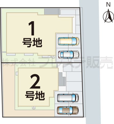 【区画図】 | 奈良市法蓮町の新築一戸建 全２区画 ４ | 全体区画図