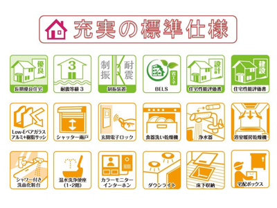 【その他】 | 奈良市法蓮町の新築一戸建 全２区画 ４ | 長期優良住宅・耐震等級３＆制震装置・住宅性能評価書を取得、省エネ仕様で快適にお住まいいただけます。
