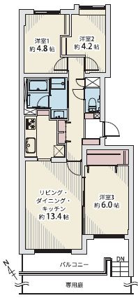 【間取り】 | 南郷パークマンション | 3LDK・オートロック付き・宅配ボックス有り・ペット飼育相談可能・専用庭有り