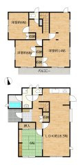 龍ケ崎市久保台2丁目　中古戸建の間取り|【間取図】4LDKの2階建てのお家です。2階各居室には2つ窓があり、風通しもいいお部屋になっていますね。また各部屋に収納があるので、部屋を広く使える間取りになっています。
