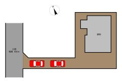 龍ケ崎市久保台2丁目　中古戸建の区画図|【区画図】縦列2台駐車可能です。